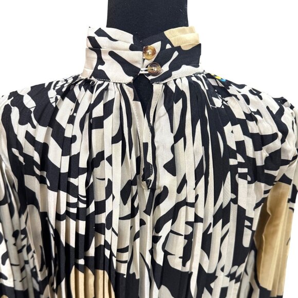 NWT Beulah Style Tiger Party Dress Women Pleated Maxi Dress Black/White Abstract - Picture 5 of 14